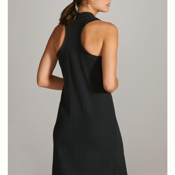 Daily Practice by Anthropologie Ribbed Midi Dress Black Pullover Sz XS NEW - Picture 3 of 14